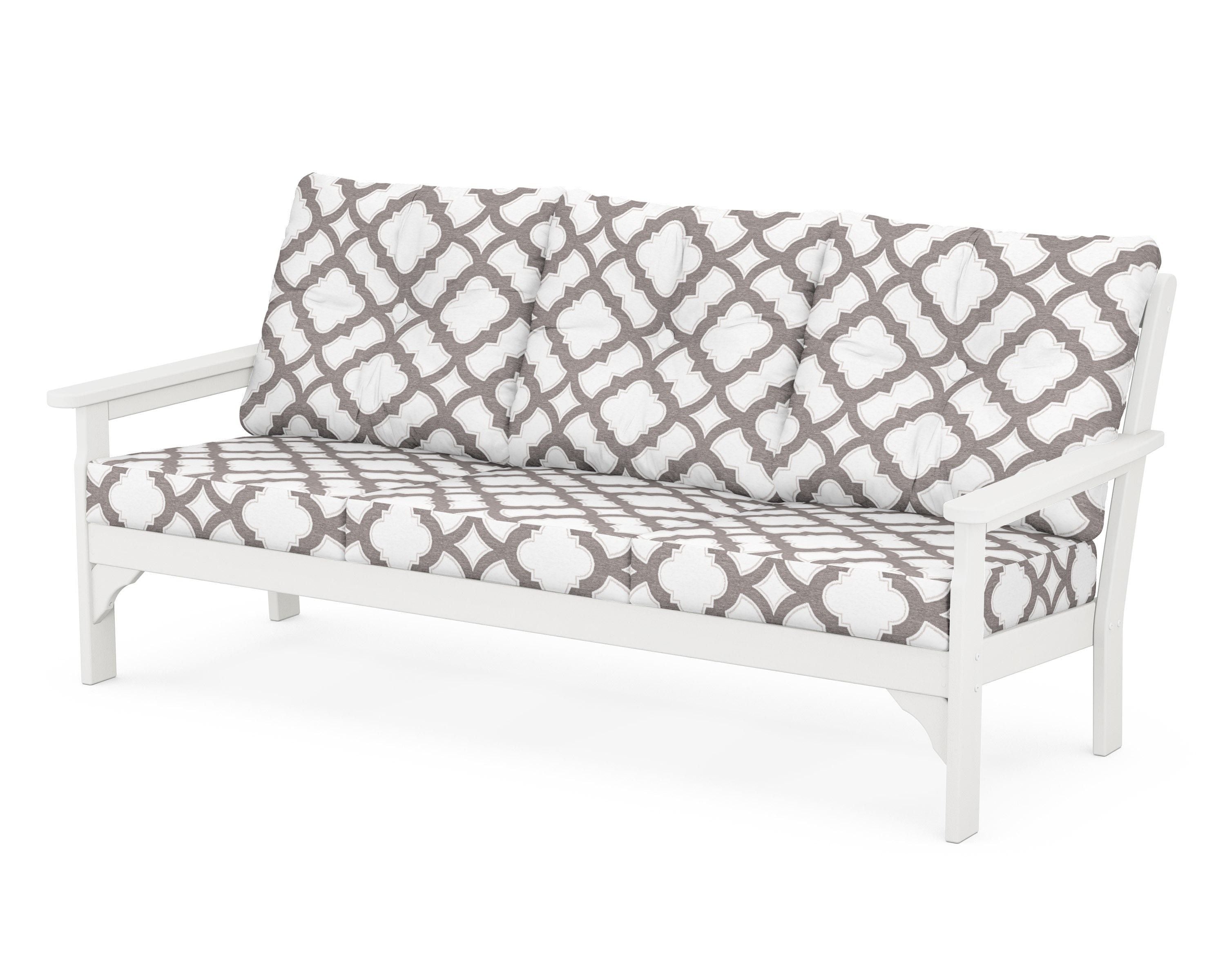 POLYWOOD® Vineyard Deep Seating Sofa in Vintage White / Trellis Grey Mist