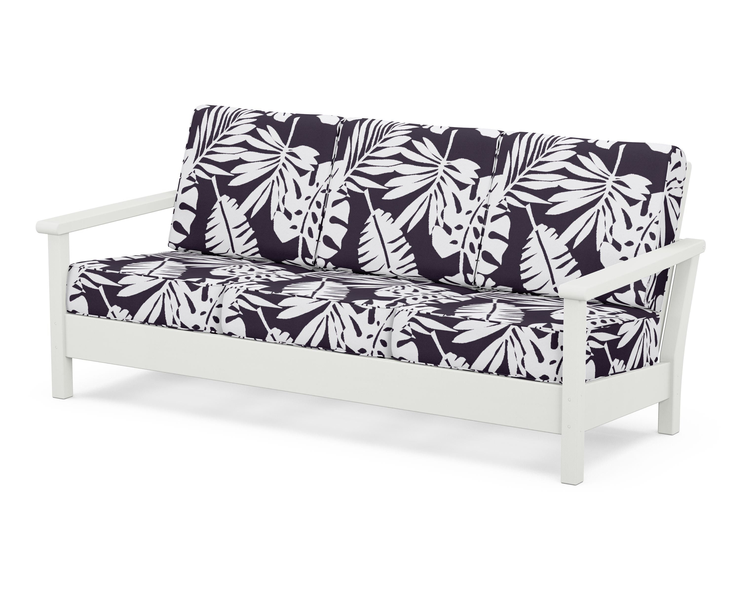 POLYWOOD® Harbour Deep Seating Sofa in Vintage White / Leaf Navy
