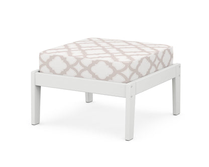 Unbranded Deep Seating Ottoman in White / Trellis Dune Burlap
