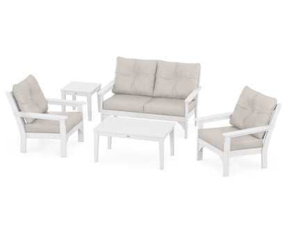 POLYWOOD® Vineyard 5-Piece Deep Seating Set in White / Cast Ash