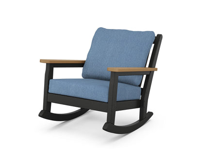 POLYWOOD® Chippendale Deep Seating Rocking Chair in Black / Natural / Sky Blue