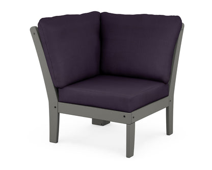 POLYWOOD® Braxton Modular Corner Chair in Slate Grey / Navy Linen