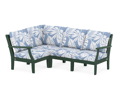 POLYWOOD® Braxton Modular 4-Piece Deep Seating Set in Green / Leaf Sky Blue
