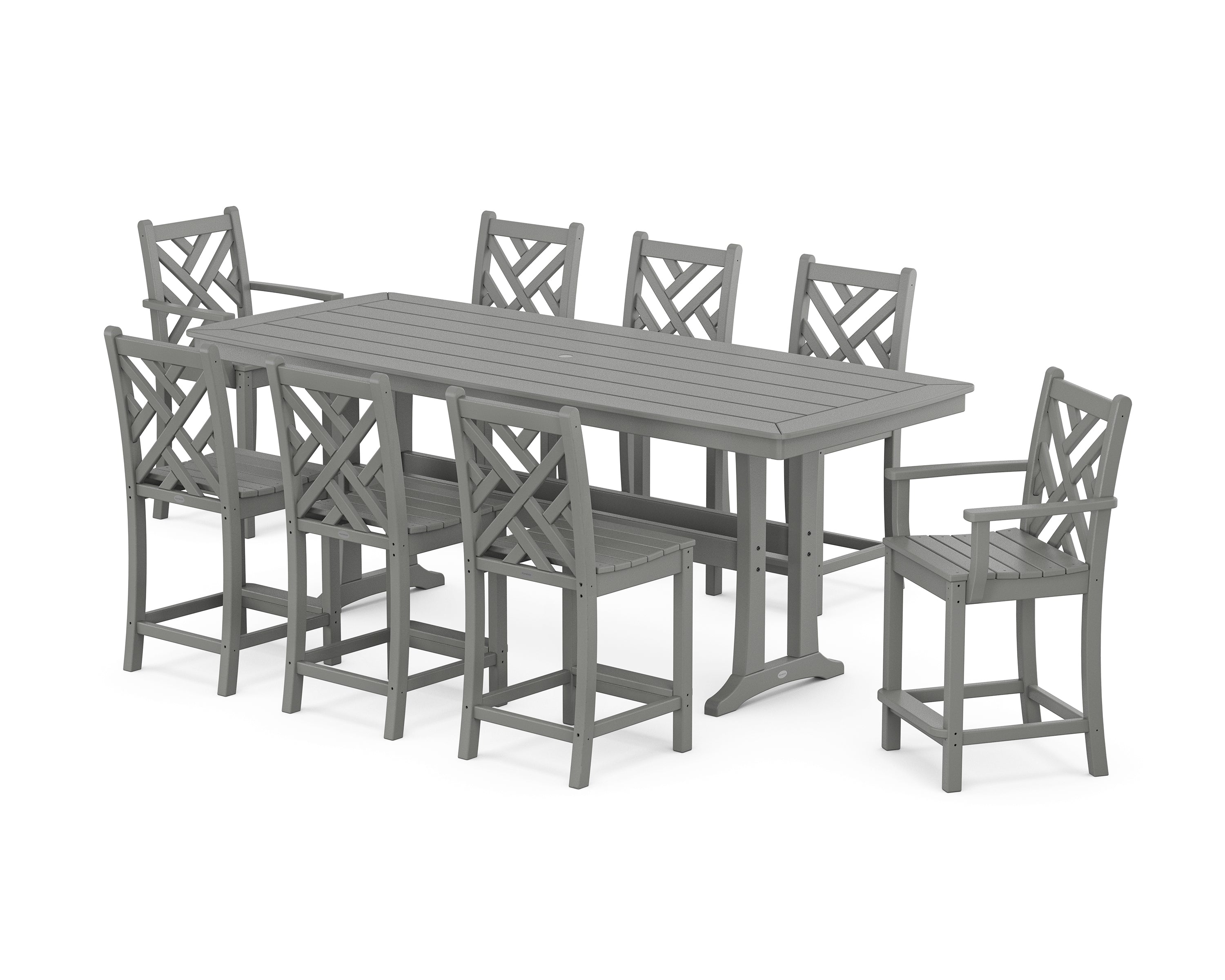 POLYWOOD® Chippendale 9-Piece Counter Set with Trestle Legs in Slate Grey