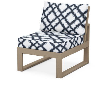 Unbranded Modular Armless Chair in Vintage Sahara / Trellis Marine Indigo