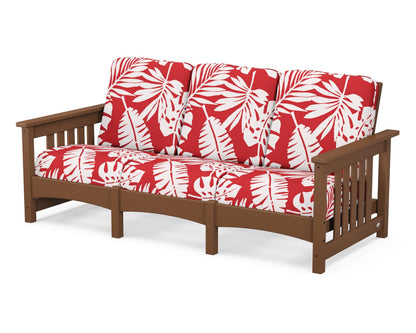 POLYWOOD® Club Mission Sofa in Teak / Leaf Crimson