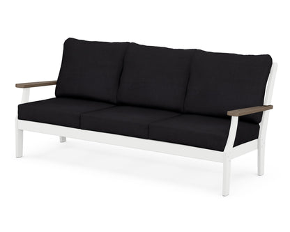 POLYWOOD® Braxton Deep Seating Sofa in White / Kona / Midnight Linen