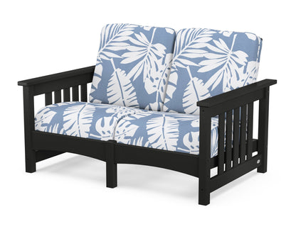 POLYWOOD® Club Mission Loveseat in Black / Leaf Sky Blue