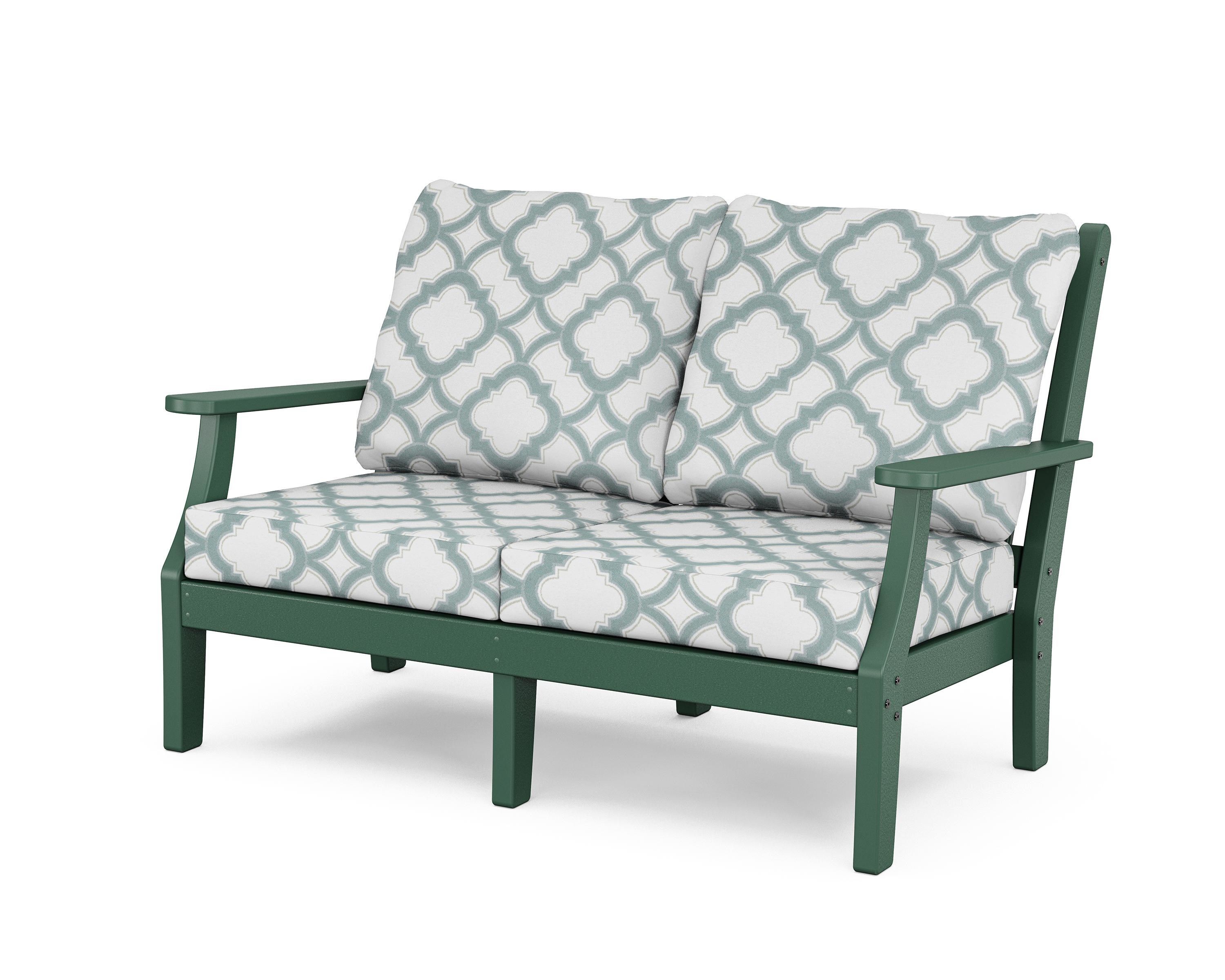 Country Living Wovendale Deep Seating Loveseat in Green / Trellis Glacier Spa