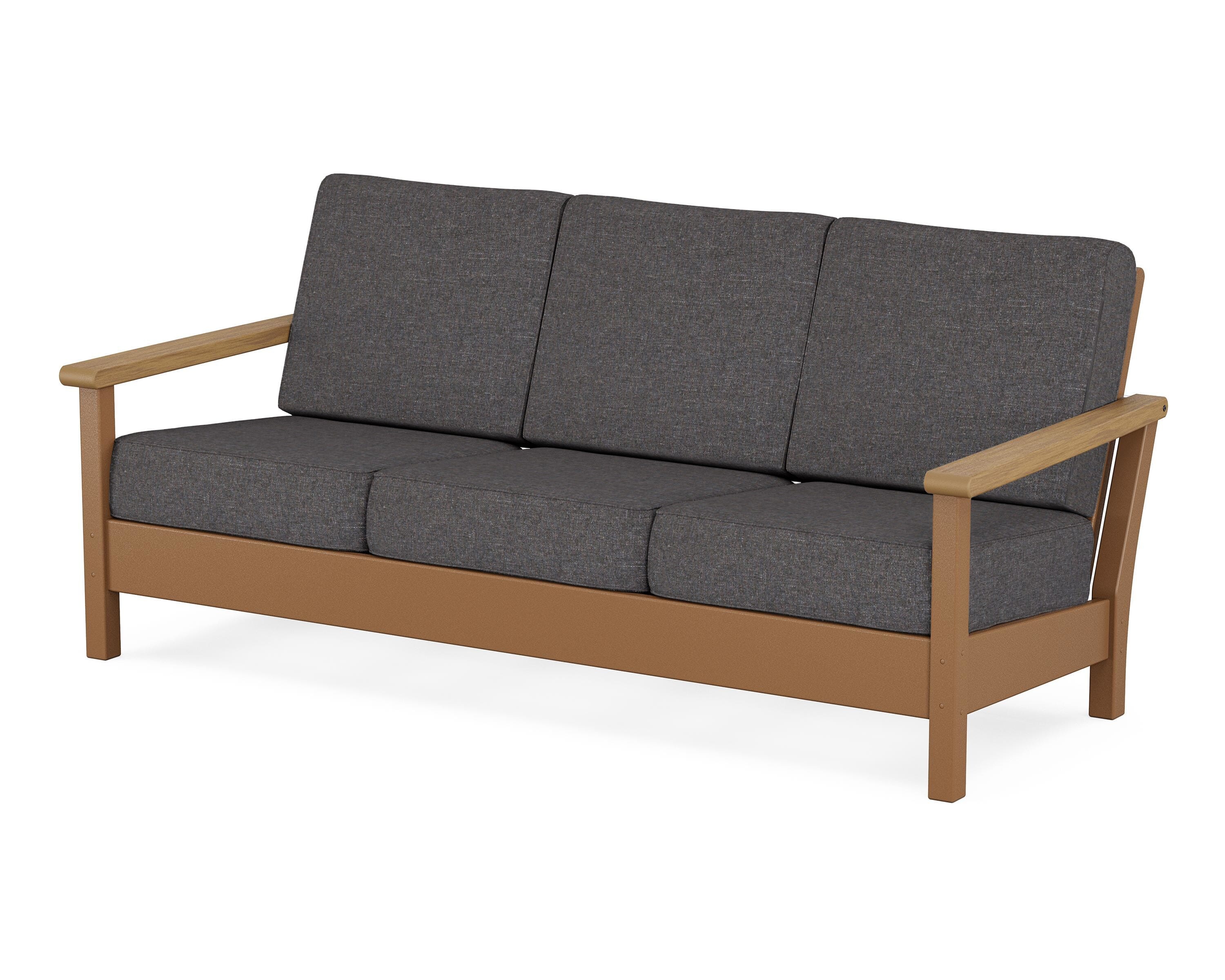 POLYWOOD® Harbour Deep Seating Sofa in Teak / Natural / Ash Charcoal