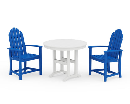 POLYWOOD® Classic Adirondack 3-Piece Round Dining Set in Pacific Blue / White