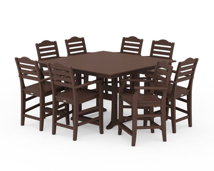 Draper James™ by  POLYWOOD® Savannah 9-Piece Square Farmhouse Counter Set with Trestle Legs in Mahogany