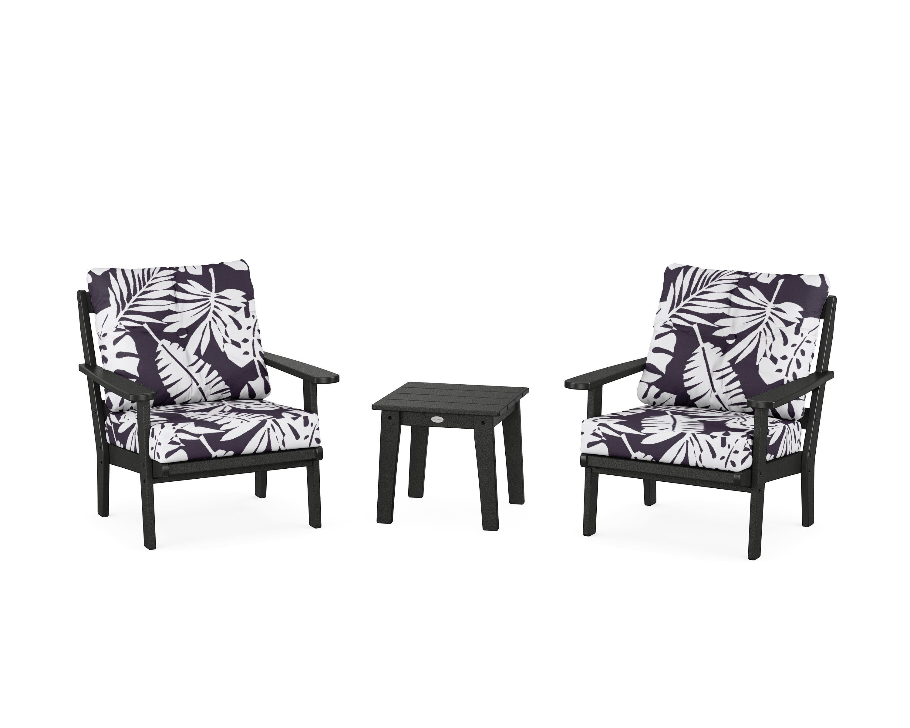POLYWOOD® Mission 3-Piece Deep Seating Set in Black / Leaf Navy