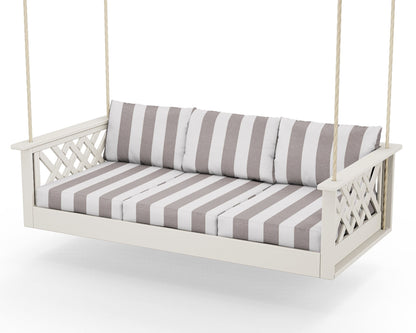 Country Living Wovendale Daybed Swing in Sand / Cabana Stripe Grey Mist
