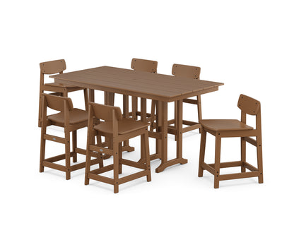 POLYWOOD® Modern Studio Urban Lowback Counter Chair 7-Piece Set in Teak