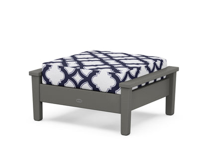 POLYWOOD® Prescott Deep Seating Ottoman in Slate Grey / Trellis Navy