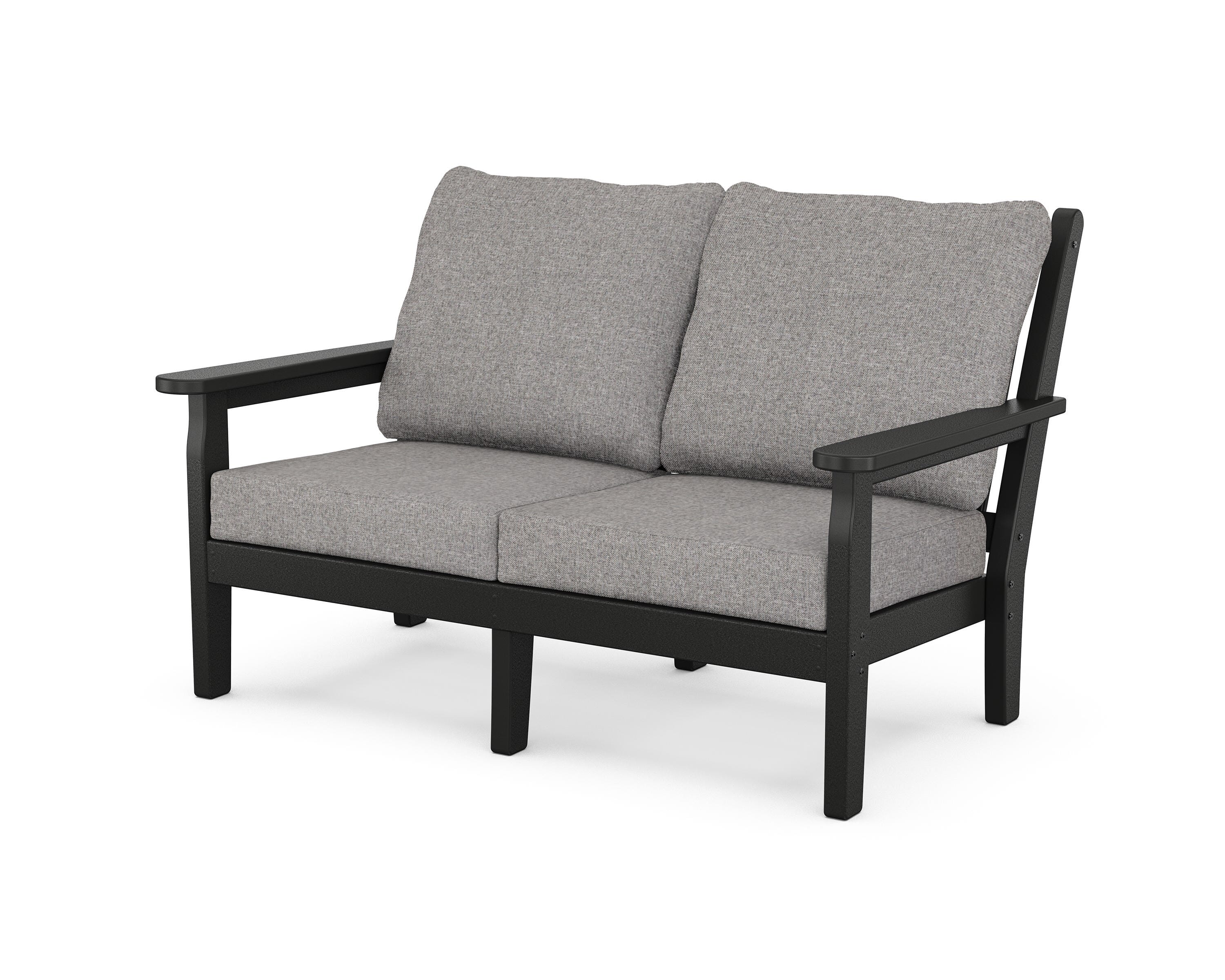 POLYWOOD® Chippendale Deep Seating Loveseat in Black / Grey Mist