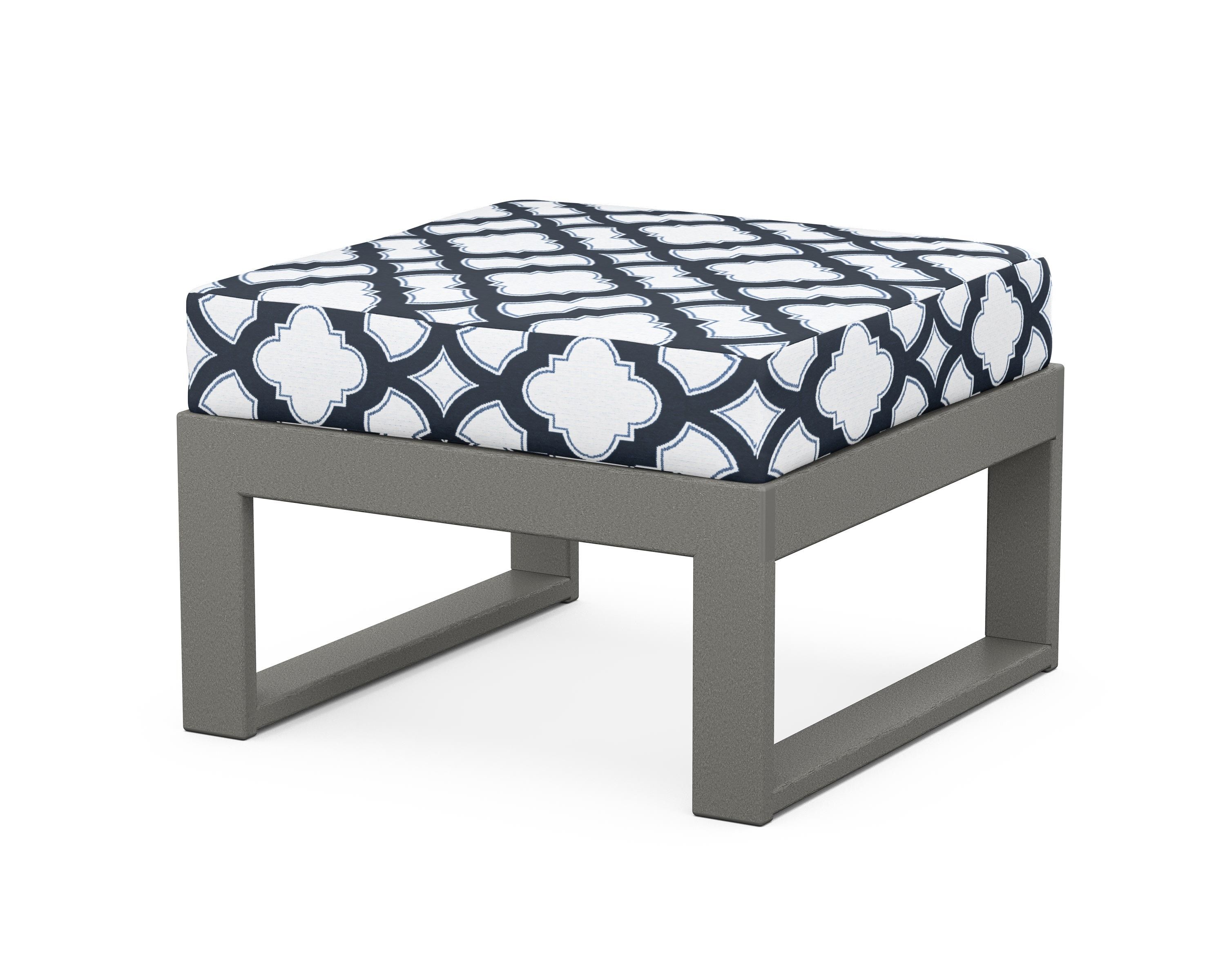 Unbranded Modular Ottoman - Modern in Slate Grey / Trellis Marine Indigo
