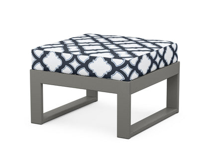 Unbranded Modular Ottoman - Modern in Slate Grey / Trellis Marine Indigo