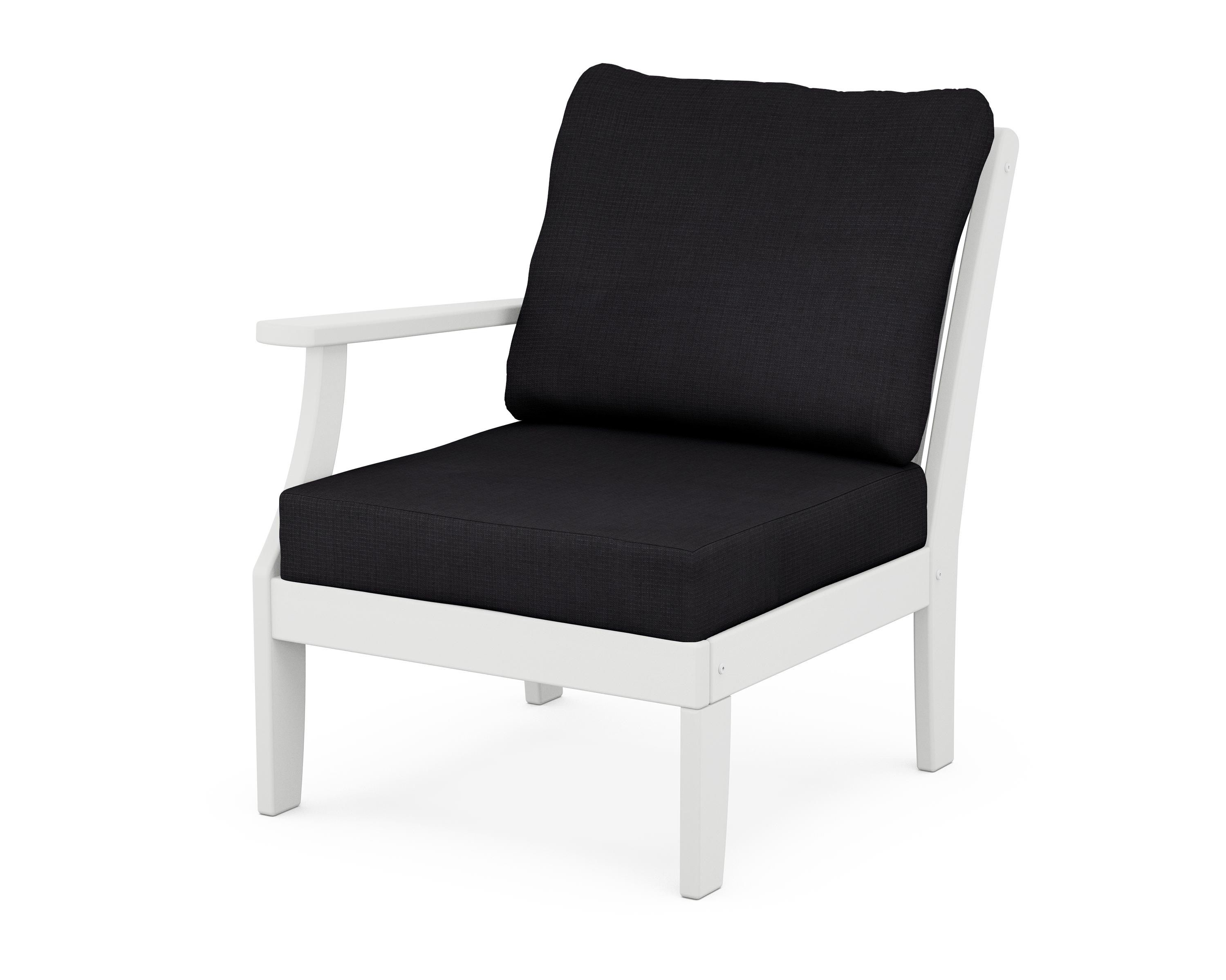 POLYWOOD® Braxton Modular Left Arm Chair in White / Midnight Linen