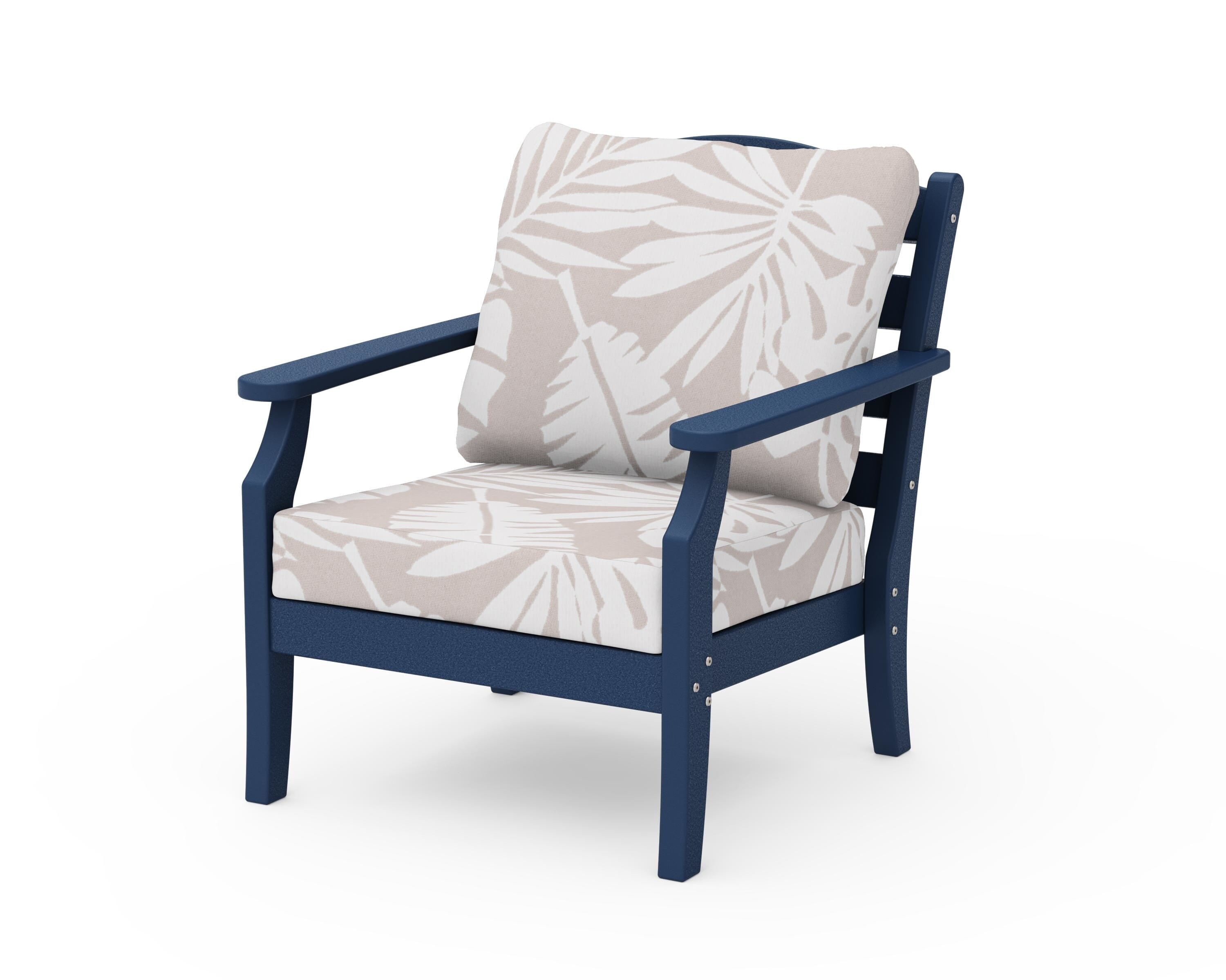 Draper James™ by  POLYWOOD® Savannah Deep Seating Chair in Navy / Leaf Dune Burlap