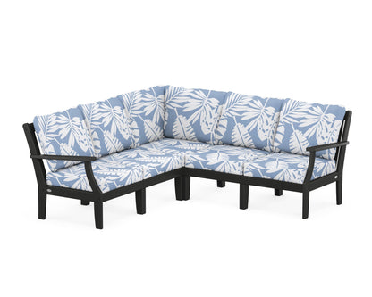 POLYWOOD® Braxton Modular 5-Piece Deep Seating Set in Black / Leaf Sky Blue