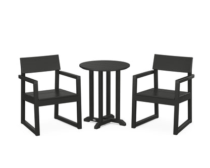 POLYWOOD® EDGE 3-Piece Round Bistro Dining Set in Black