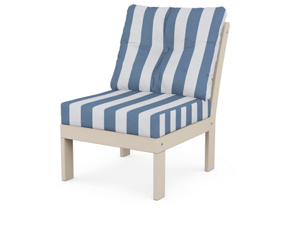 POLYWOOD® Vineyard Modular Armless Chair in Sand / Cabana Stripe Sky Blue