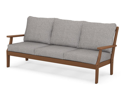 POLYWOOD® Braxton Deep Seating Sofa in Teak / Grey Mist