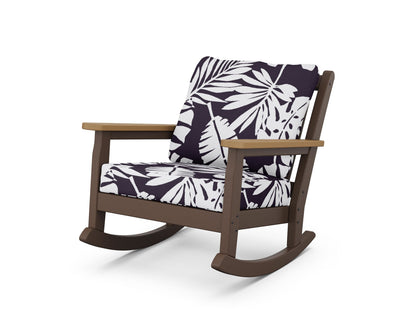 POLYWOOD® Chippendale Deep Seating Rocking Chair in Mahogany / Natural / Leaf Navy