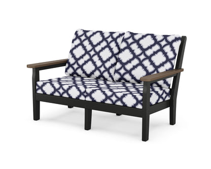 POLYWOOD® Chippendale Deep Seating Loveseat in Black / Kona / Trellis Navy