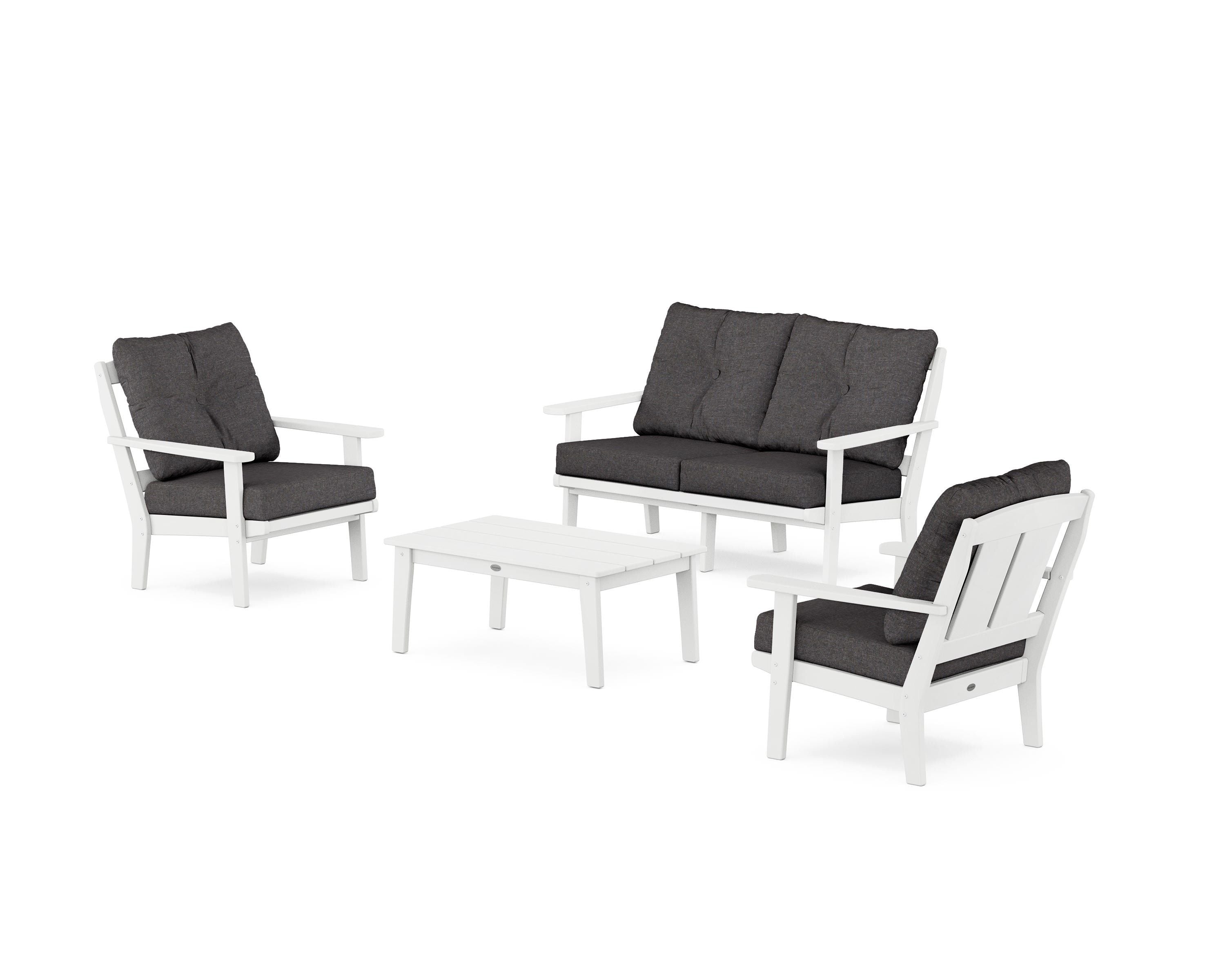 POLYWOOD® Mission 4-Piece Deep Seating Set with Loveseat in White / Ash Charcoal