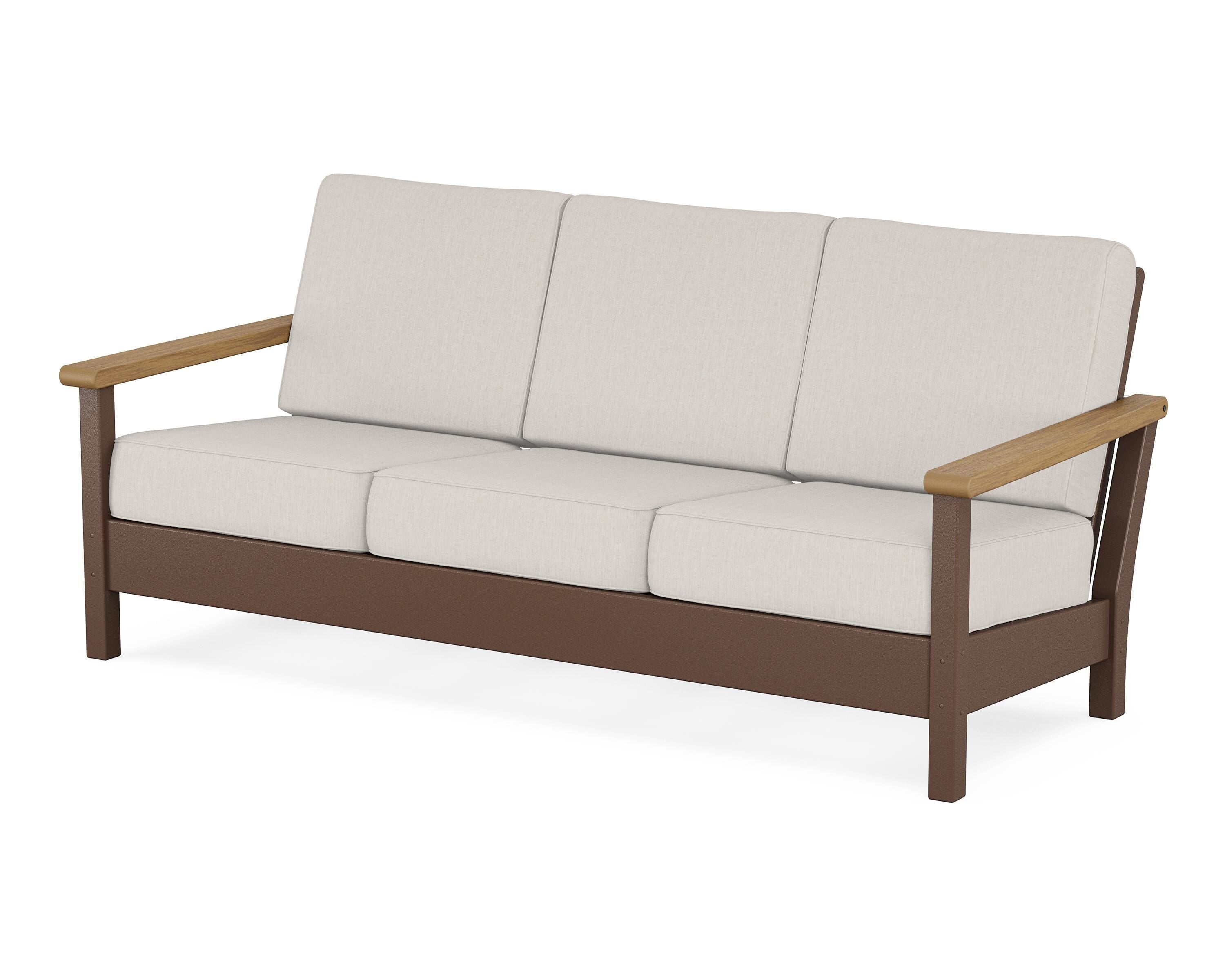 POLYWOOD® Harbour Deep Seating Sofa in Mahogany / Natural / Cast Ash