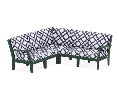 POLYWOOD® Braxton Modular 5-Piece Deep Seating Set in Green / Trellis Navy