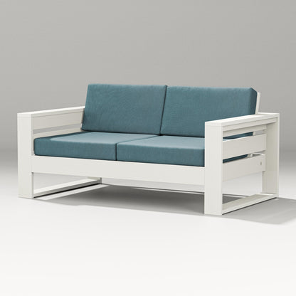 PW Designer Series Latitude Loveseat in Vintage White / Ocean Teal