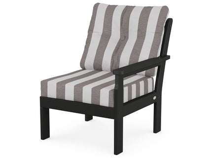 POLYWOOD® Vineyard Modular Right Arm Chair in Black / Cabana Stripe Grey Mist