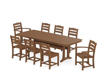 POLYWOOD® La Casa Café 9-Piece Dining Set with Trestle Legs in Teak