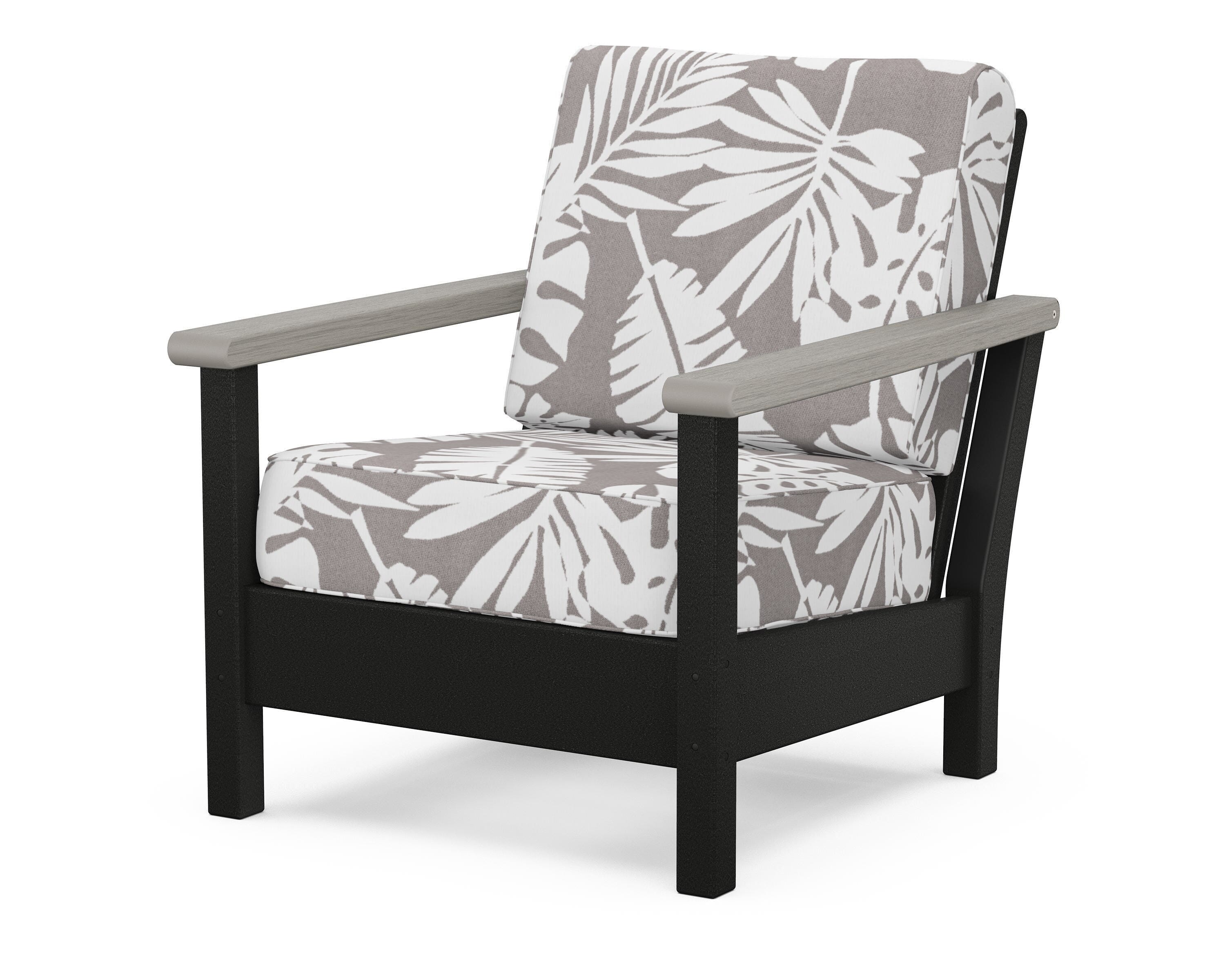 POLYWOOD® Harbour Deep Seating Chair in Black / Driftwood / Leaf Grey Mist