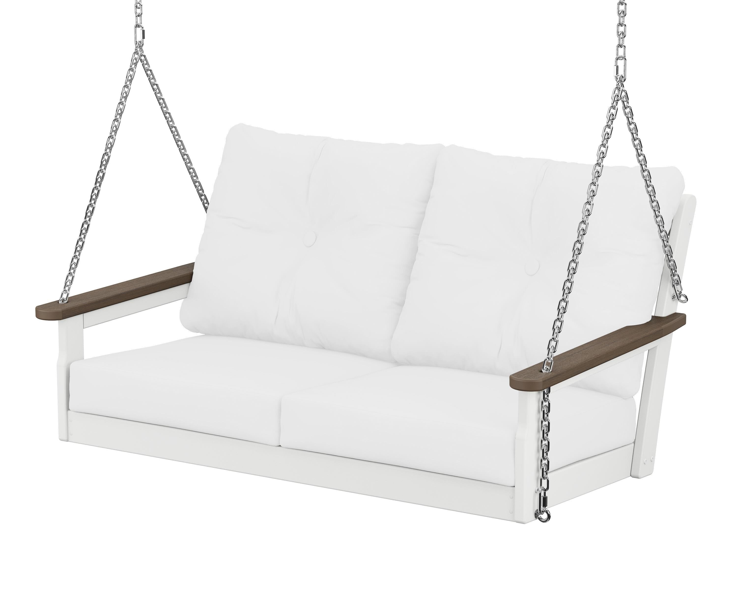POLYWOOD® Vineyard Deep Seating Swing in White / Kona / Natural