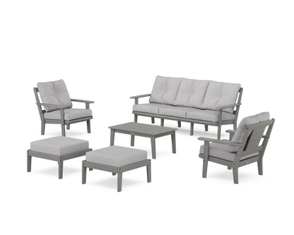 POLYWOOD® Prairie 6-Piece Lounge Sofa Set in Slate Grey / Granite