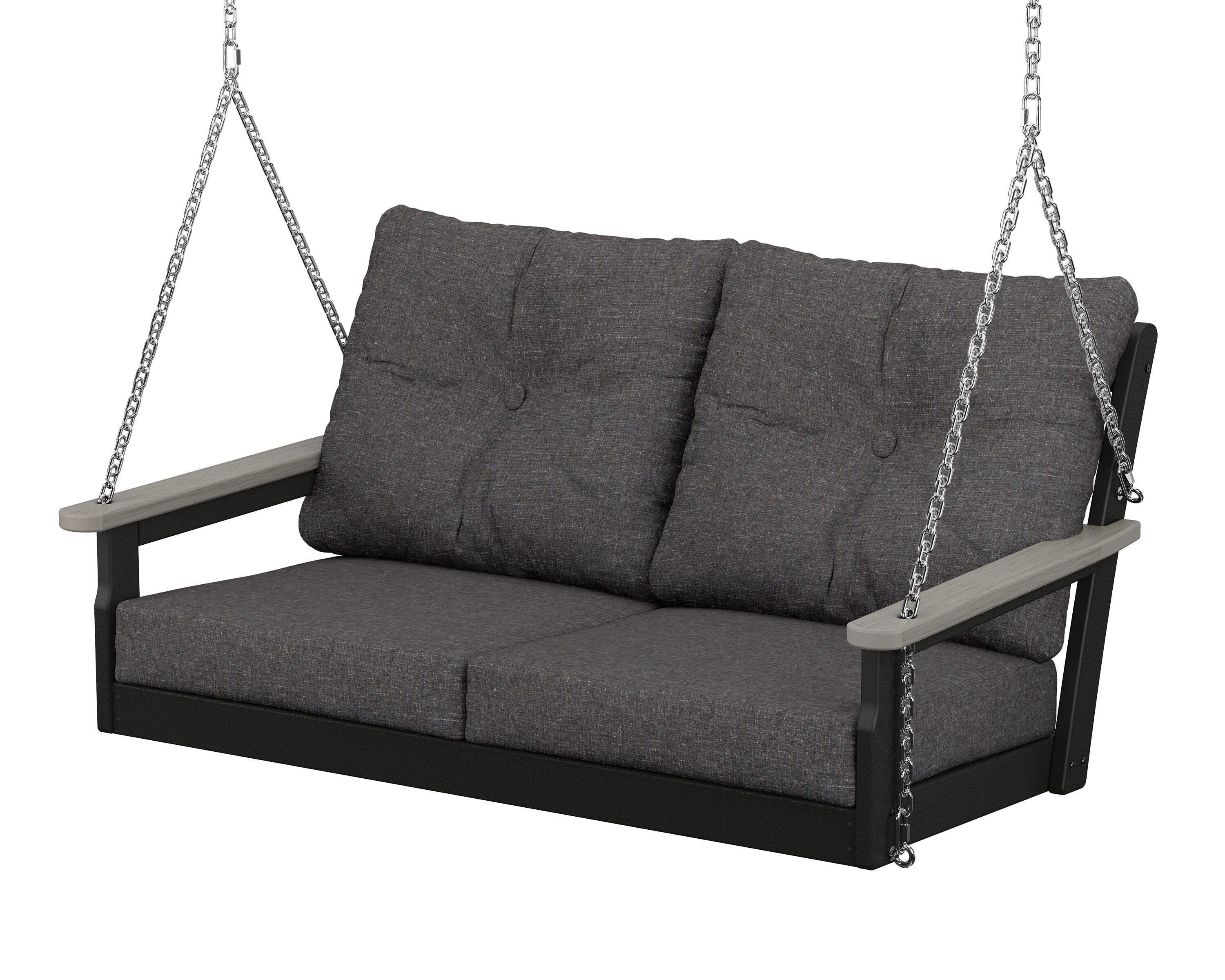 POLYWOOD® Vineyard Deep Seating Swing in Black / Driftwood / Ash Charcoal