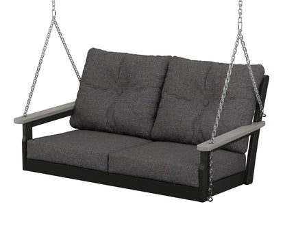 POLYWOOD® Vineyard Deep Seating Swing in Black / Driftwood / Ash Charcoal