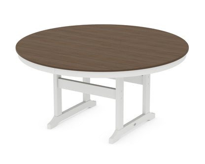 POLYWOOD® 60" Round Farmhouse Dining Table in White / Kona