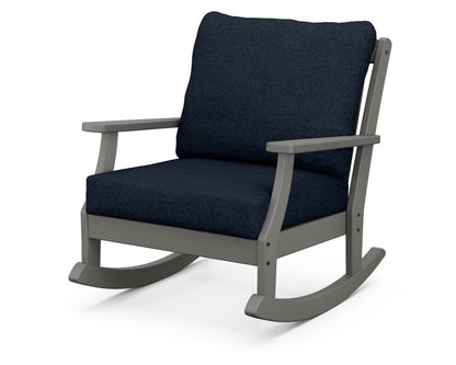 POLYWOOD® Braxton Deep Seating Rocking Chair in Slate Grey / Marine Indigo