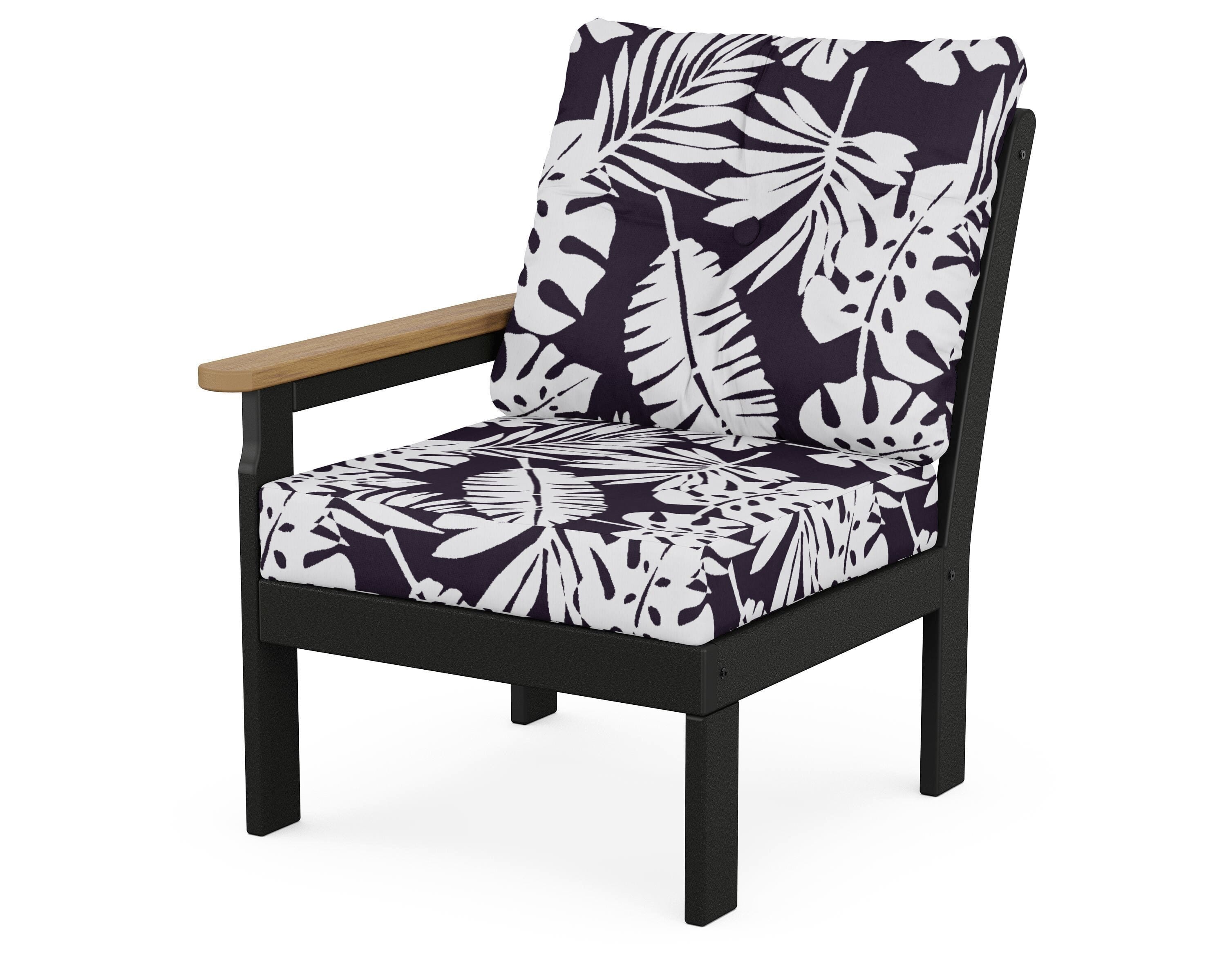 POLYWOOD® Vineyard Modular Left Arm Chair in Black / Natural / Leaf Navy