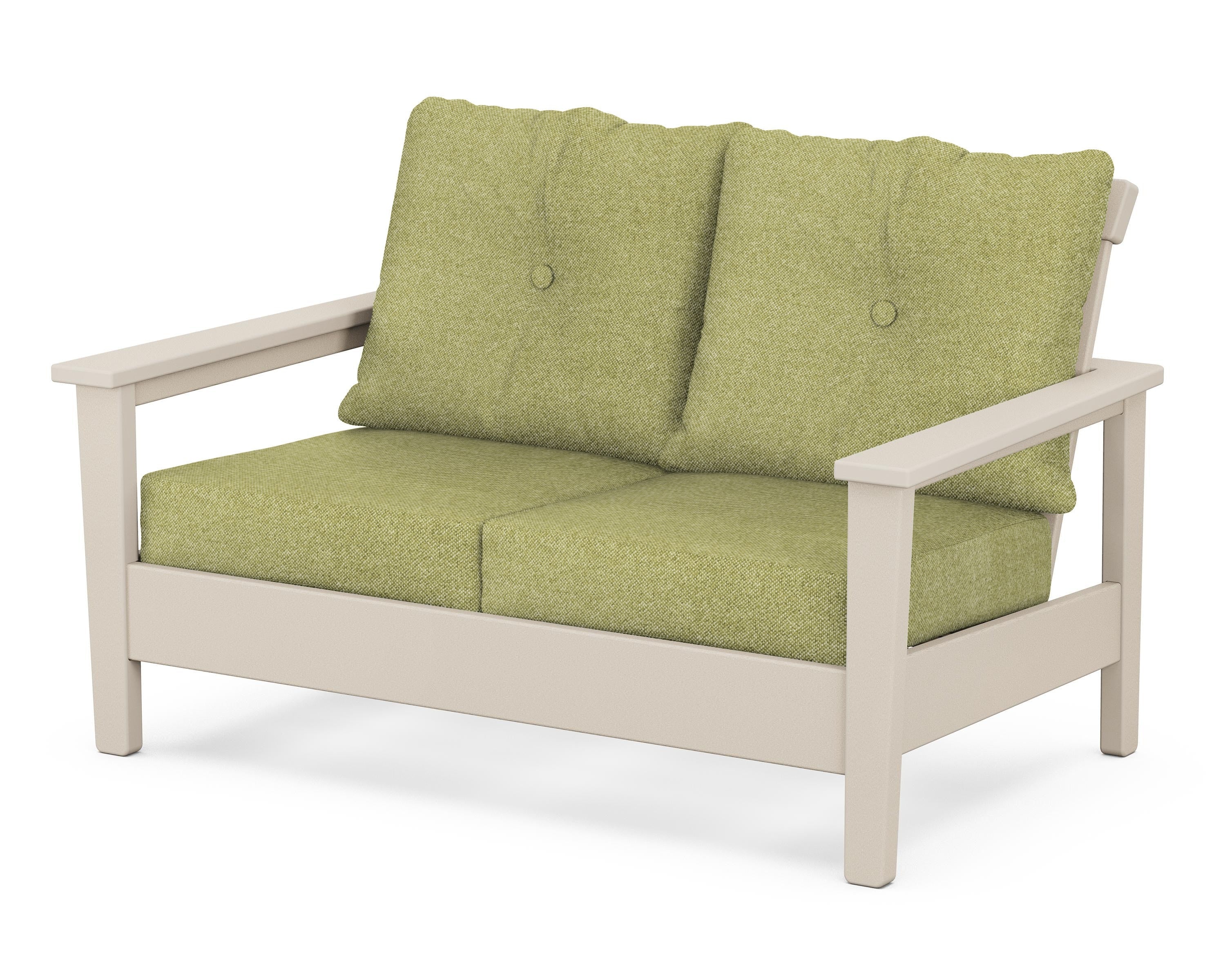 POLYWOOD® Prescott Deep Seating Loveseat in Sand / Chartreuse Boucle
