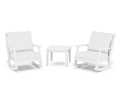 Country Living Wovendale 3-Piece Deep Seating Rocker Set in White / Natural