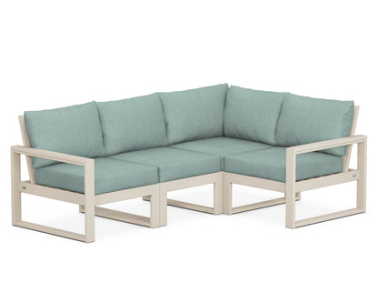 POLYWOOD® EDGE 4-Piece Modular Deep Seating Set in Sand / Glacier Spa