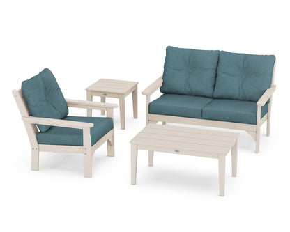 POLYWOOD® Vineyard 4-Piece Deep Seating Set in Sand / Ocean Teal