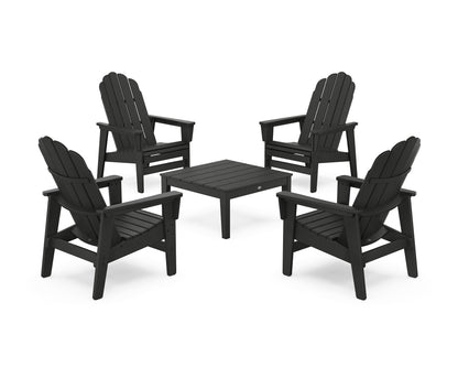 POLYWOOD® 5-Piece Vineyard Grand Upright Adirondack Chair Conversation Group in Black